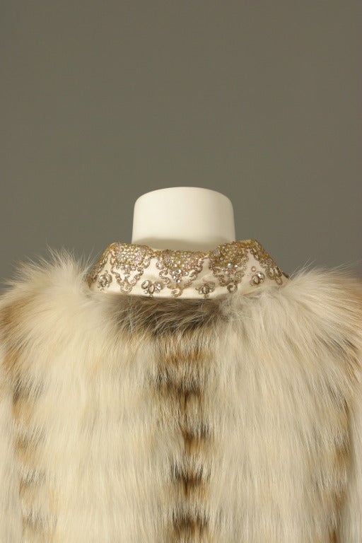 Women's Christian LACROIX HAUTE COUTURE sublime platinum fox on lace evening fur coat For Sale