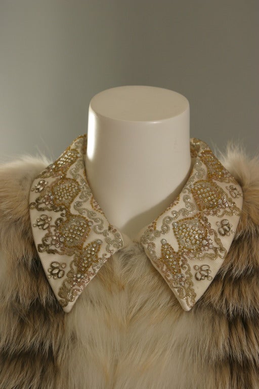 Christian LACROIX HAUTE COUTURE sublime platinum fox on lace evening fur coat For Sale 1