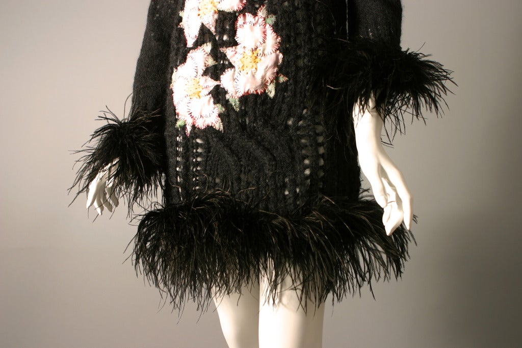 2004 DIOR knit and ostrich feathers dress In New Condition For Sale In Newark, DE