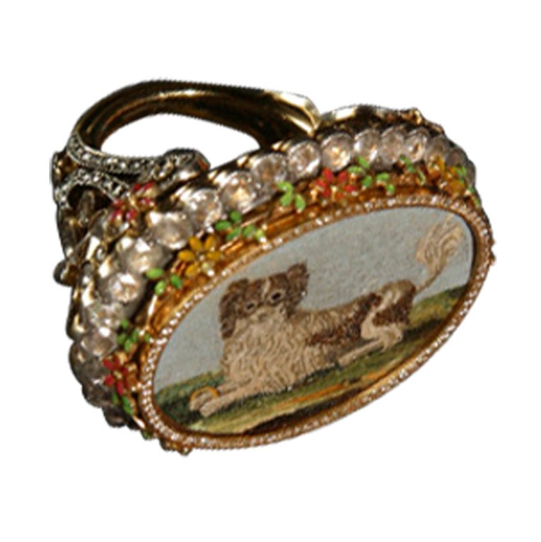 2010s Lydia Courteille Rare micromosaic signet ring For Sale