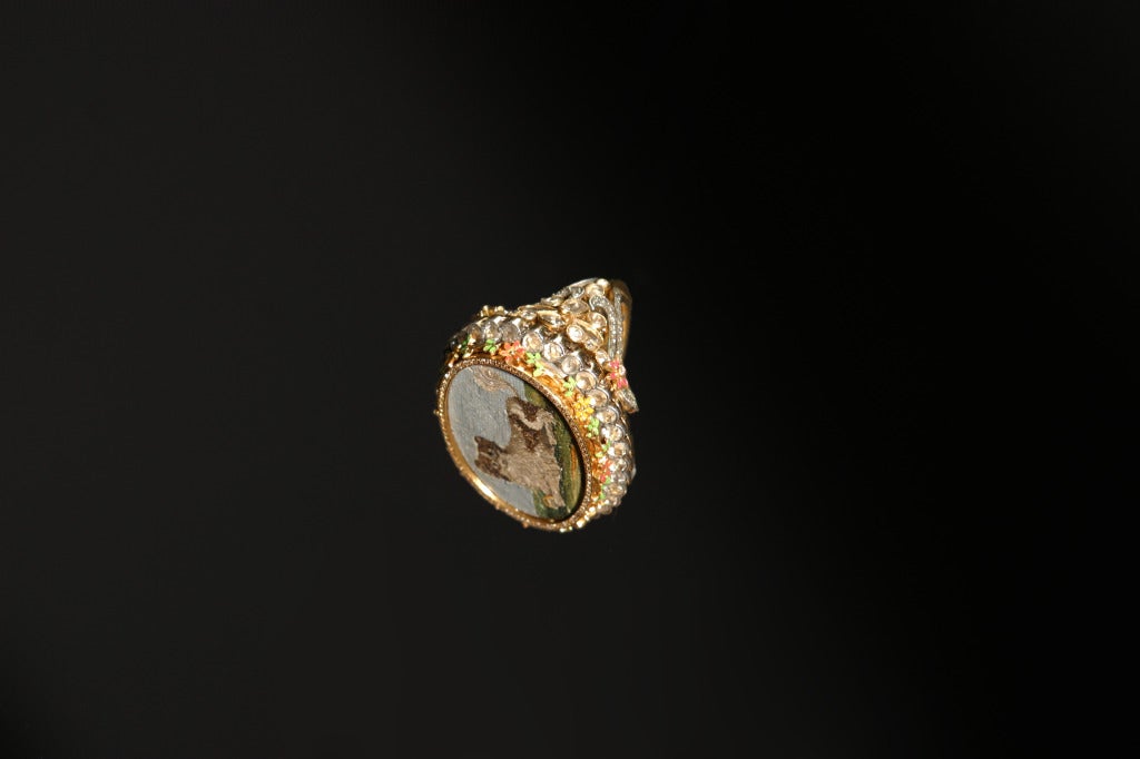2010s Lydia Courteille Rare micromosaic signet ring In Excellent Condition For Sale In Newark, DE
