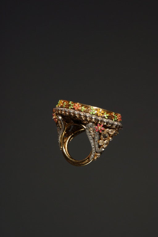 2010s Lydia Courteille Rare micromosaic signet ring For Sale 2