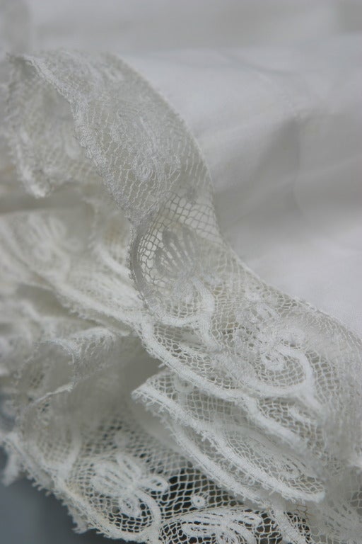 19 th c. century French Valenciennes lace and fine linen petticoat with train 6