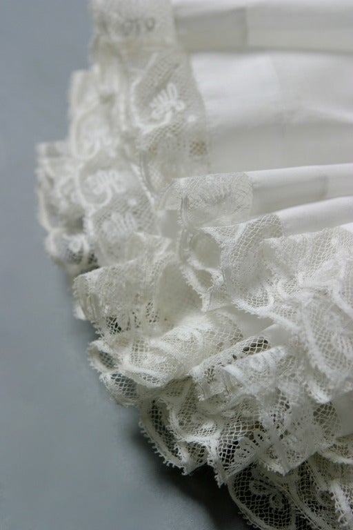 19 th c. century French Valenciennes lace and fine linen petticoat with train 1