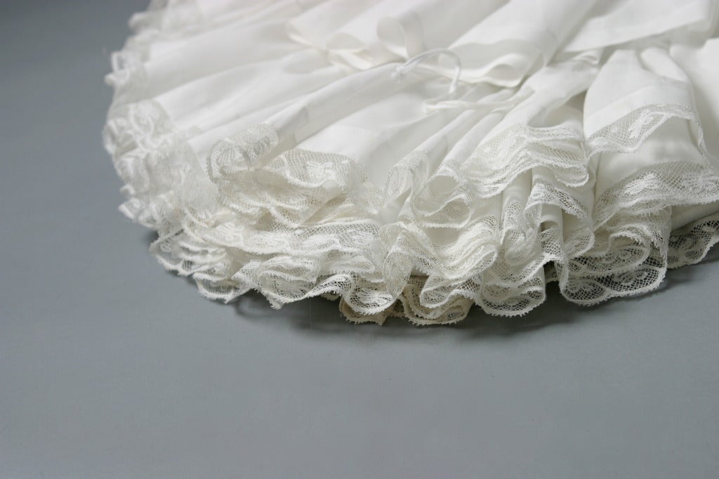 19 th c. century French Valenciennes lace and fine linen petticoat with train 2
