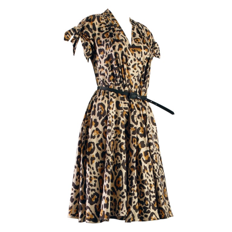 Christian Dior glamorous silk leopard print dress For Sale