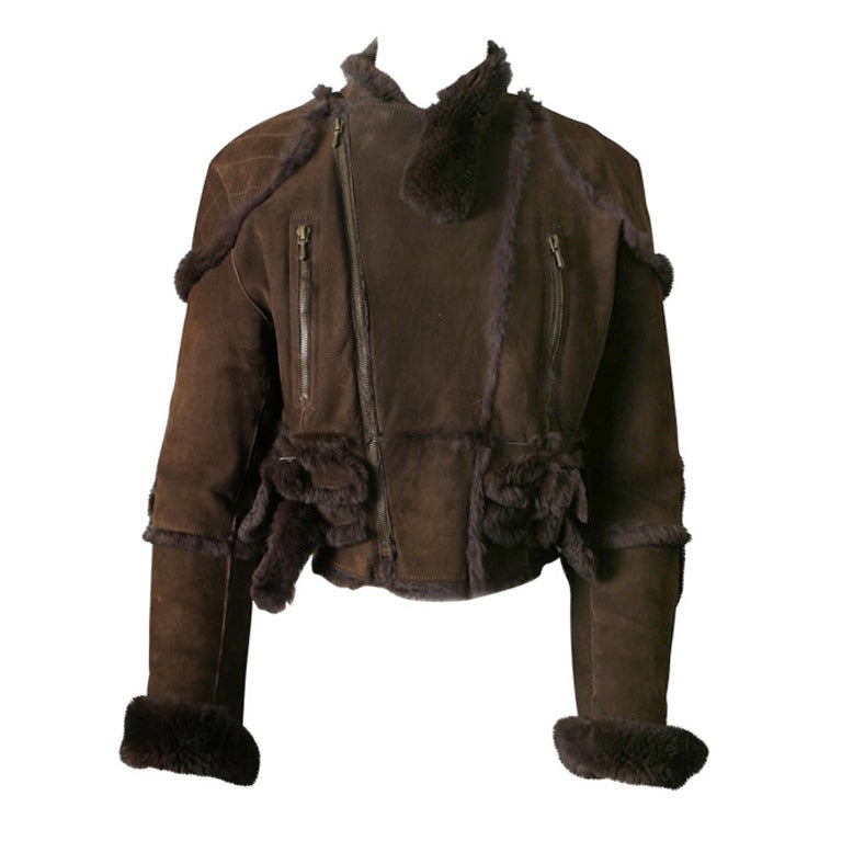 2004 Christian DIOR chocolate Orylag fur jacket For Sale