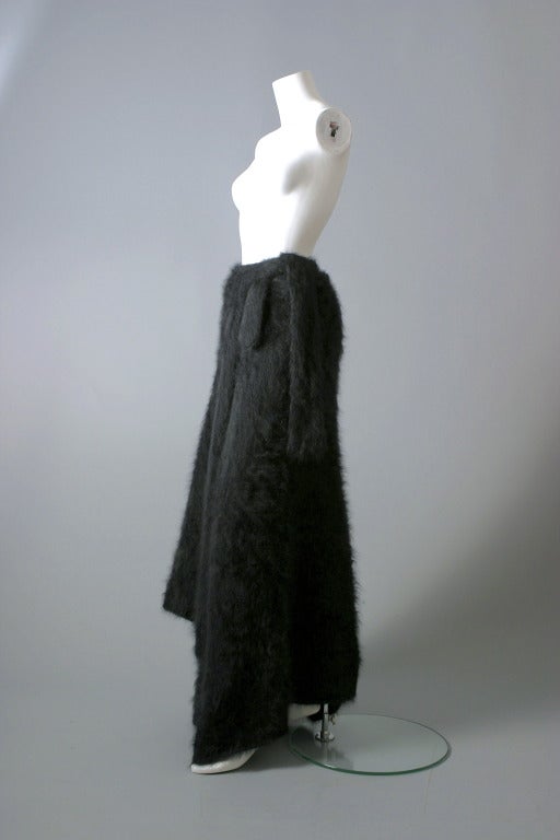 Thierry Mugler soft warm and luxurious long black angora wrap skirt In New Condition In Newark, DE