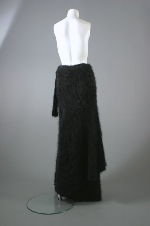 Women's Thierry Mugler soft warm and luxurious long black angora wrap skirt
