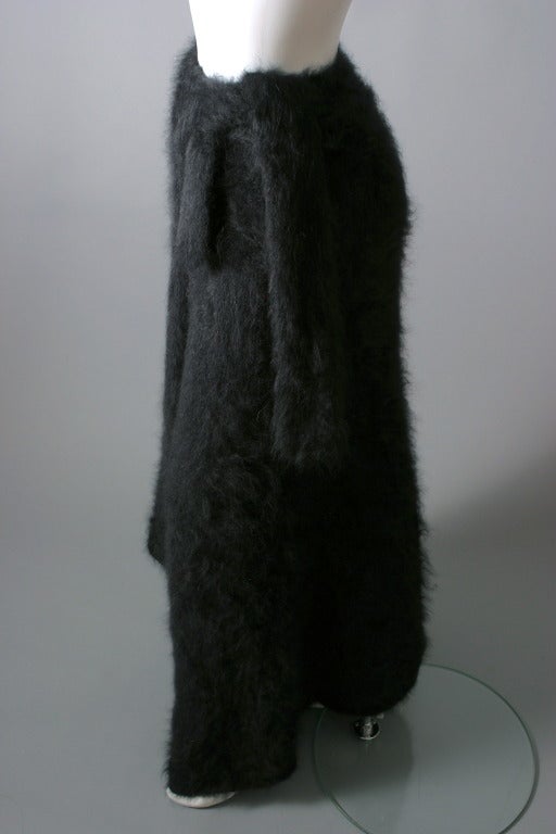 Thierry Mugler soft warm and luxurious long black angora wrap skirt 2