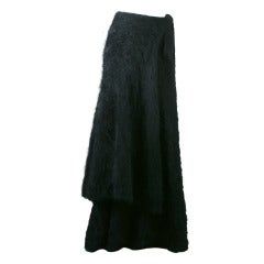 Thierry Mugler soft warm and luxurious long black angora wrap skirt