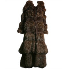 Used Rykiel's fabulous chestnut color marmot fur and knitted leather maxi coat