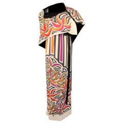 Burke-Amey Empire Print Crepe Dress w/ Wrap