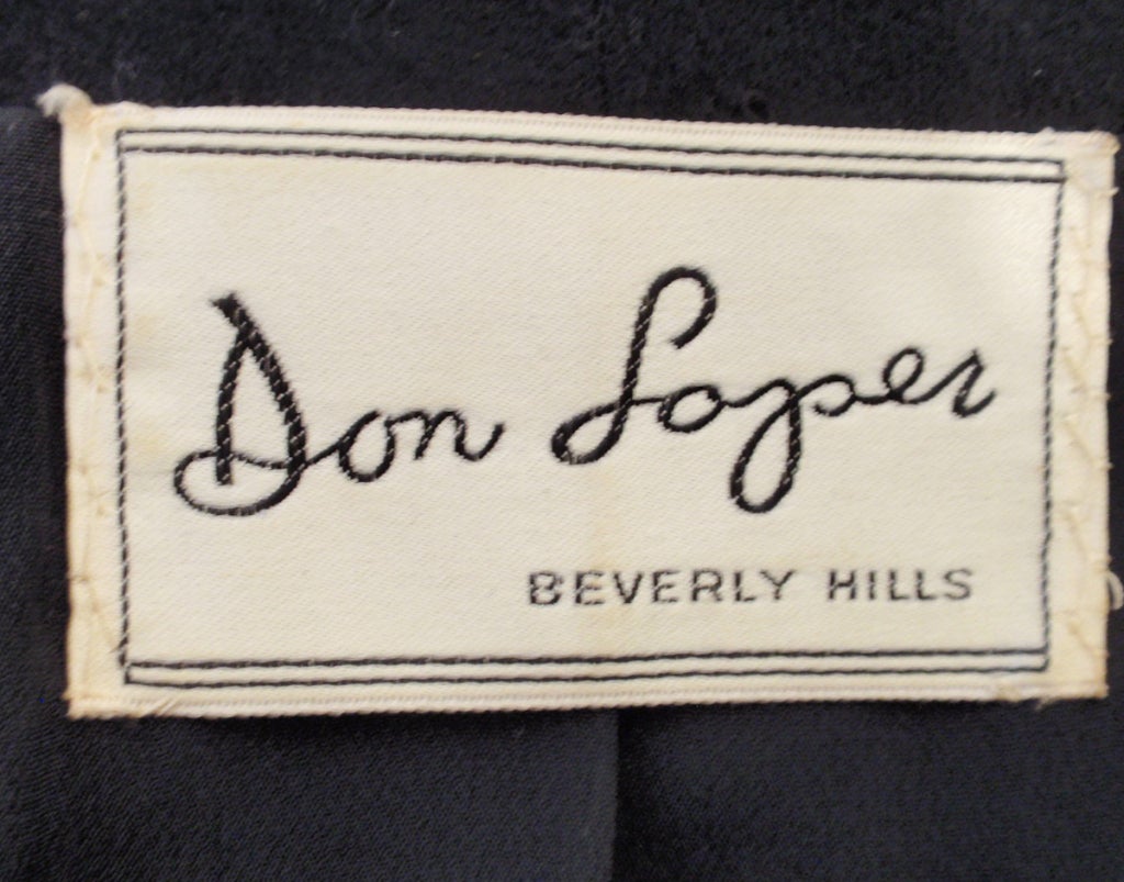 Don Loper Black Wool Jacket w/ Black satin Shawl Collar In Good Condition In Los Angeles, CA