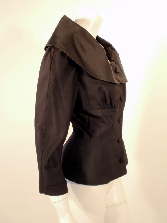 Don Loper Black Wool Jacket w/ Black satin Shawl Collar 2