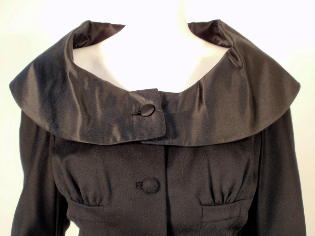 Don Loper Black Wool Jacket w/ Black satin Shawl Collar 3