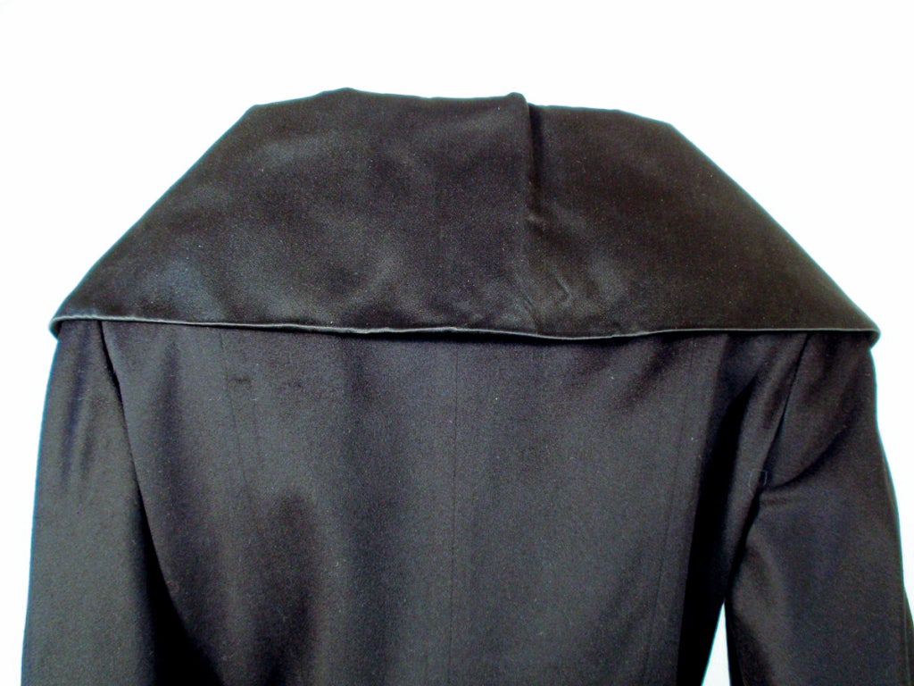 Don Loper Black Wool Jacket w/ Black satin Shawl Collar at 1stDibs