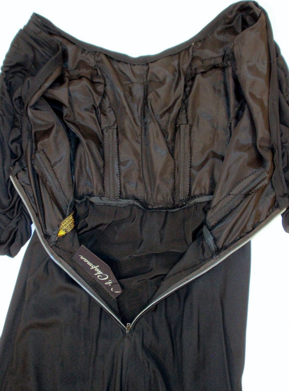 Ceil Chapman Black Ruched & Draped Cocktail Dress w/ 3/4 Sleeves (Robe de cocktail froncée et drapée avec manches 3/4) en vente 5