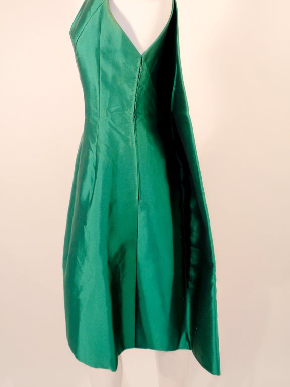 Givenchy Couture Green Sleeveless Satin Cocktail Dress w/ Bow 4