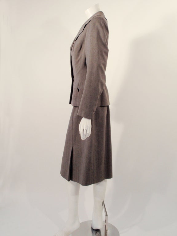Women's Madame Gres Vintage 2 pc. Gray Fitted Jacket & Dress Ensemble