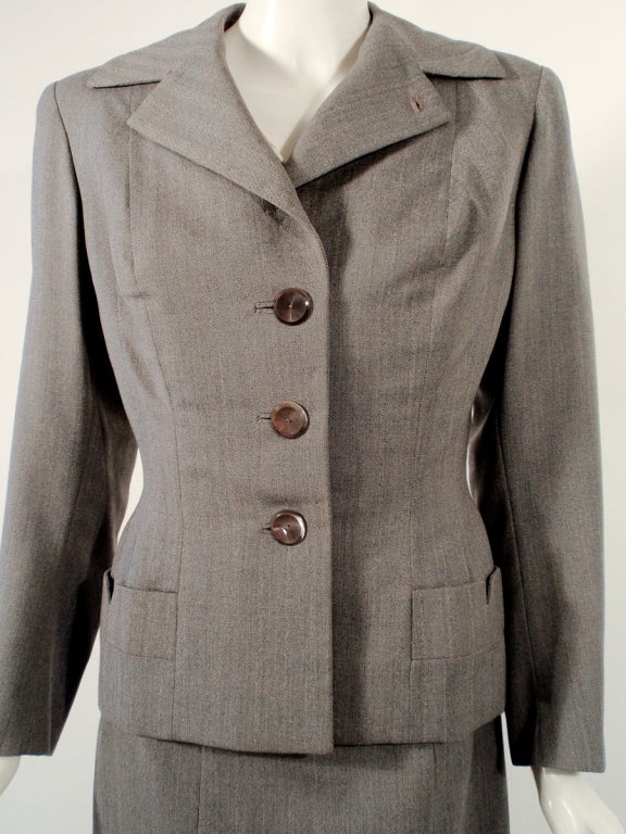 Madame Gres Vintage 2 pc. Gray Fitted Jacket & Dress Ensemble 5