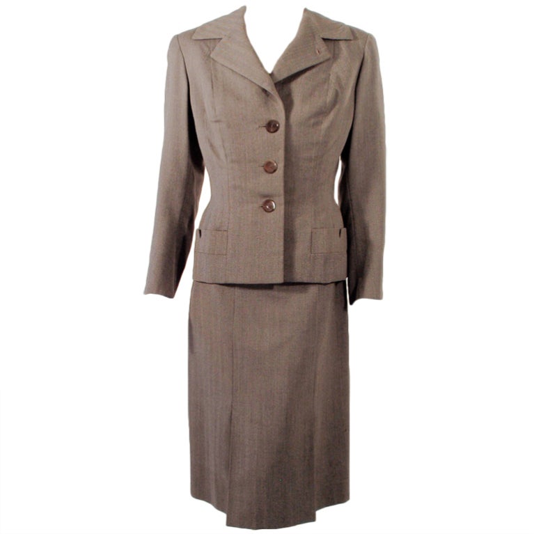 Madame Gres Vintage 2 pc. Gray Fitted Jacket & Dress Ensemble