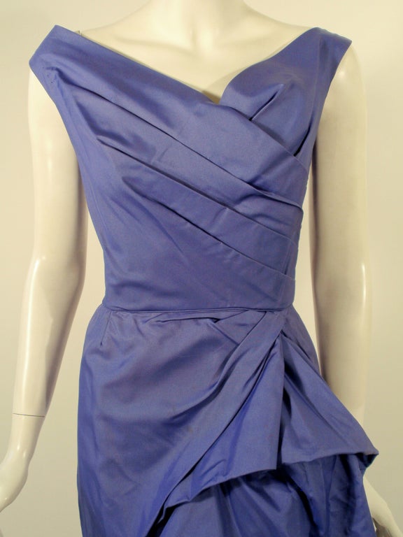 Ceil Chapman Purple Vintage Cocktail Dress w/ Pleated Bodice 4