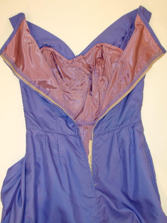 Ceil Chapman Purple Vintage Cocktail Dress w/ Pleated Bodice 7