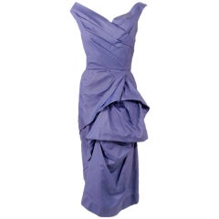Ceil Chapman Purple Vintage Cocktail Dress w/ Pleated Bodice