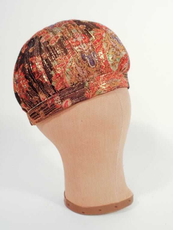 Women's Lorreta Young's Jean Louis Multi-Color w. Gold Lurex Bubble Hat c.1960's