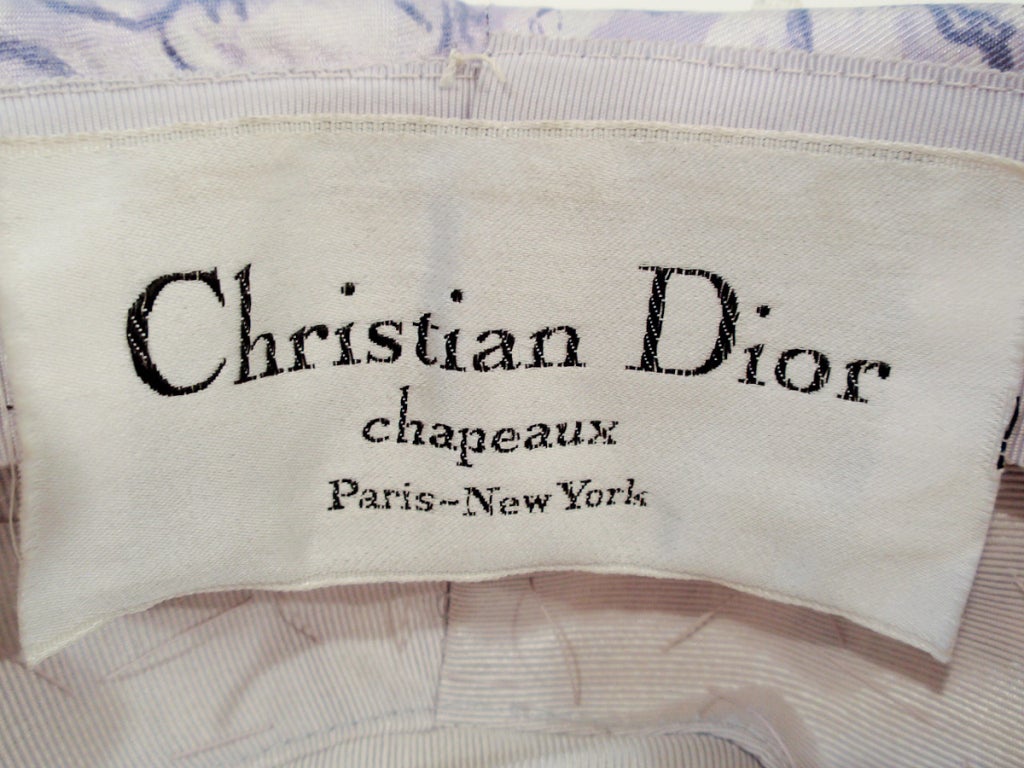 Christian Dior White with Purple Brocade Hat  Blue, White & Crystal Beading 4