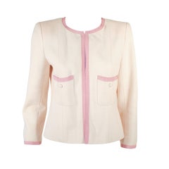 Chanel Cream Wool Crepe Jacket w/ Pink Trim, c 2003