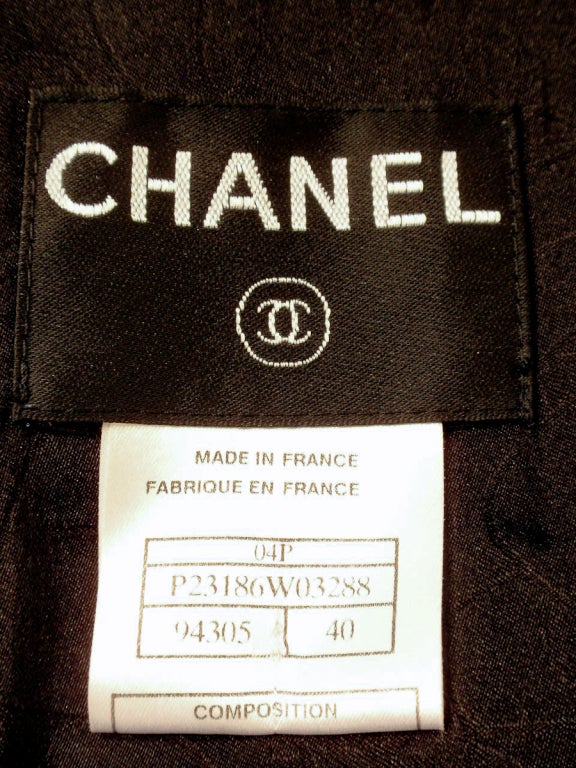 Chanel Black Wool Crepe Fitted Jacket w/ Chiffon Rusching