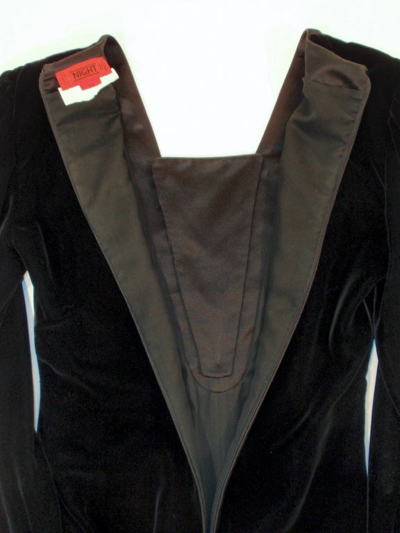 Valentino Night Black Velvet Dress w. Silver Rhinestone Bust & Cuff detail sz 10 3
