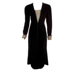 Valentino Night Black Velvet Dress w. Silver Rhinestone Bust & Cuff detail sz 10 12