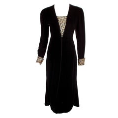 Vintage Valentino Night Black Velvet Dress w. Silver Rhinestone Bust & Cuff detail sz 10