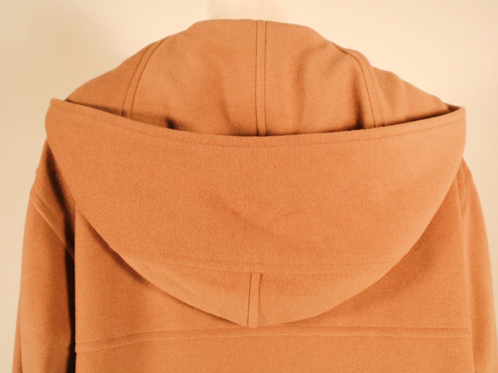 Hermes Camel Hair Duffle Coat w/ Hood & Gold Toggle Buttons 1