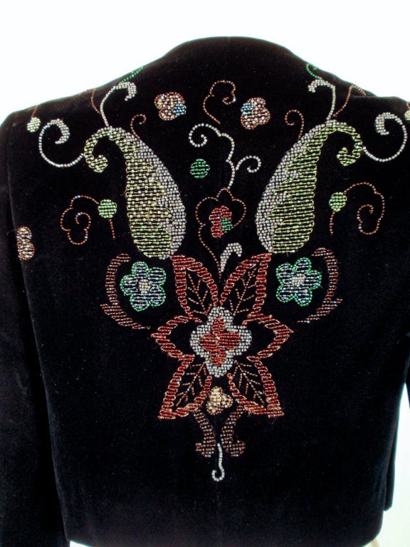 Givenchy Black Velvet Bolero Jacket w/ Floral Beading 4
