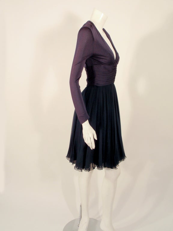 Women's Helen Rose Navy Blue V-neck Cocktail Dress w/ Chiffon Skirt
