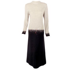 Pauline Trigere Silver & Black Evening Gown w/ Rhinestone Detail 9