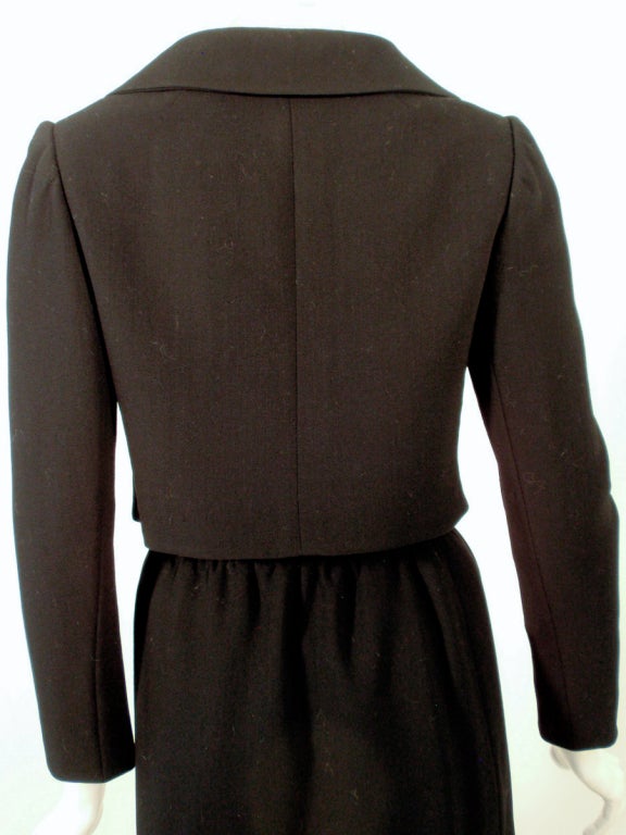 Norman Norell  3 pc. Black Wool Skirt Suit w/ Cream Blouse 4