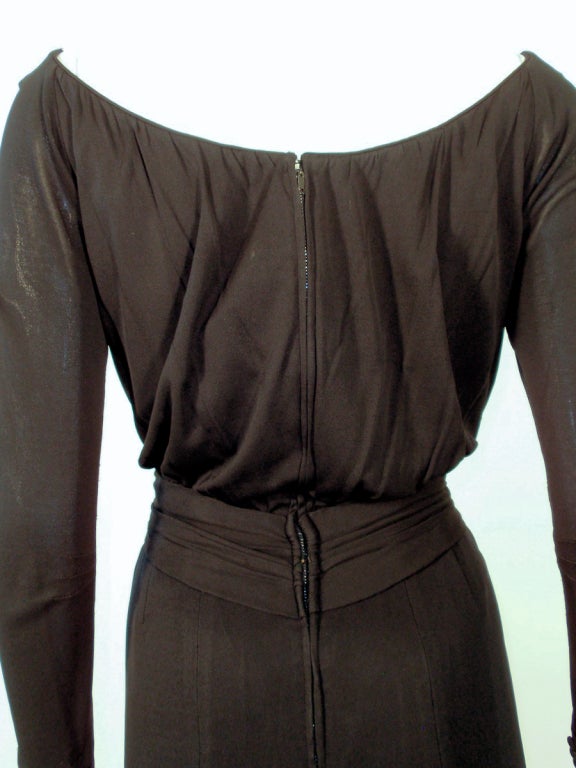 Ceil Chapman Vintage Black Long Sleeve Jersey Cocktail Dress For Sale 2