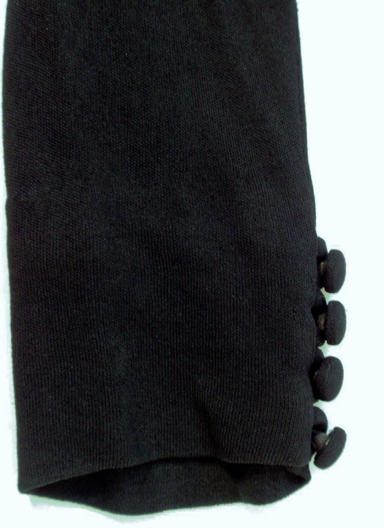 Ceil Chapman Vintage Black Long Sleeve Jersey Cocktail Dress For Sale 3