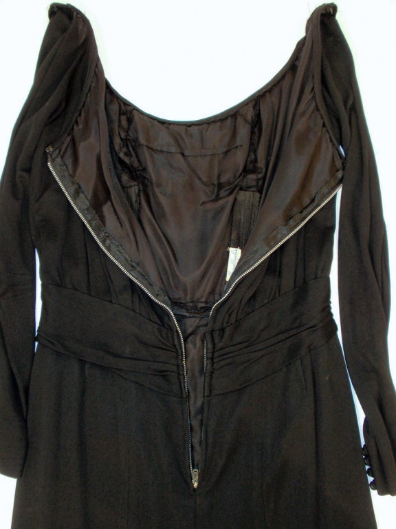 Ceil Chapman Vintage Black Long Sleeve Jersey Cocktail Dress For Sale 4