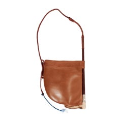 Gucci Vintage Brown Leather Shoulder Bag w/ Riding Crop Strap
