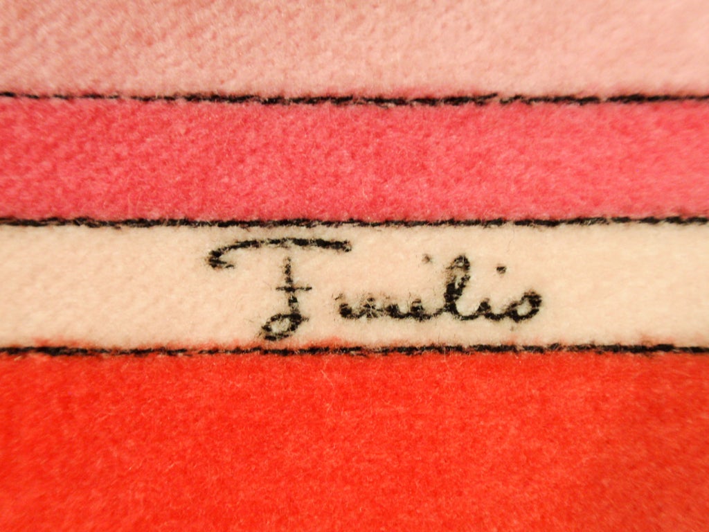 Emilio Pucci 1960s Pink, Black Cotton Velvet Border Print Long Skirt 4