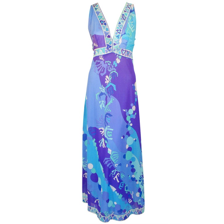 Emilio Pucci for Formfit Rogers Nylon Print Long NightGown