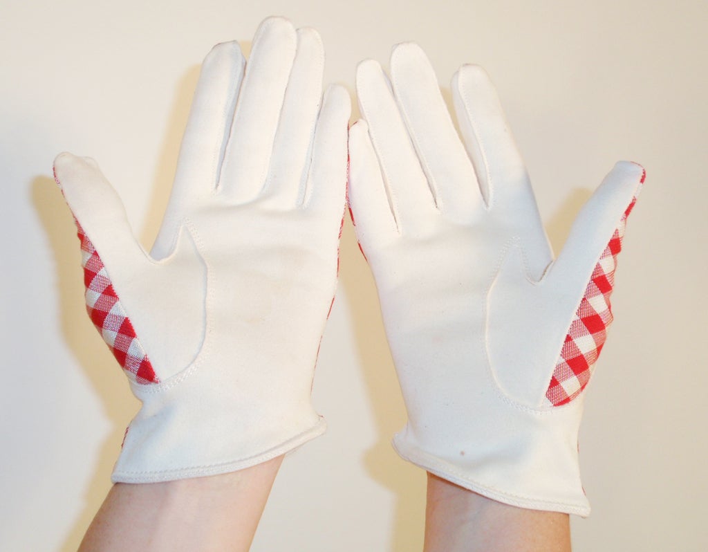Claire McCardell Vintage Red, White Gingham Check Gloves 1