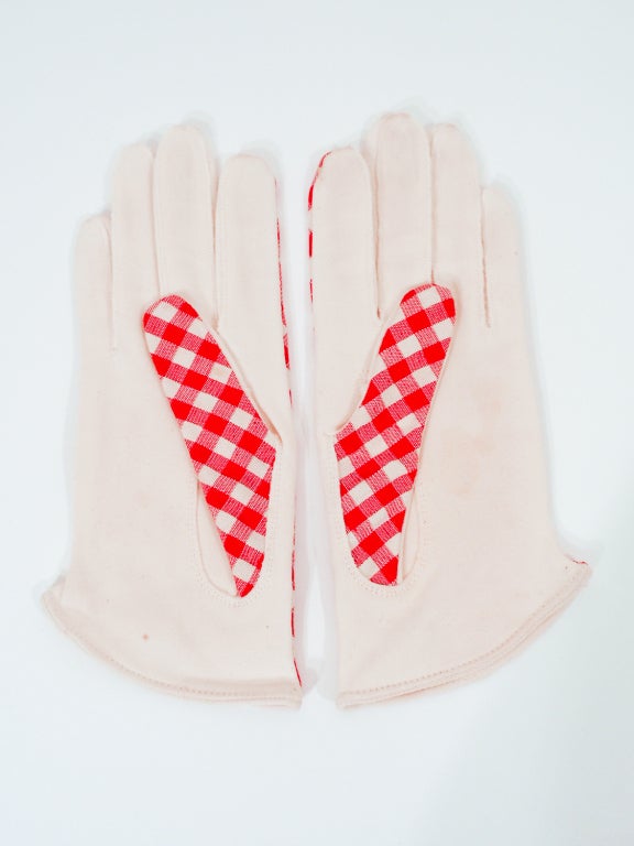 Claire McCardell Vintage Red, White Gingham Check Gloves 2