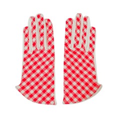 Claire McCardell Vintage Red, White Gingham Check Gloves
